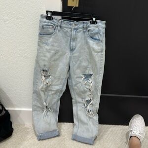 Distressed baggy denim jeans
